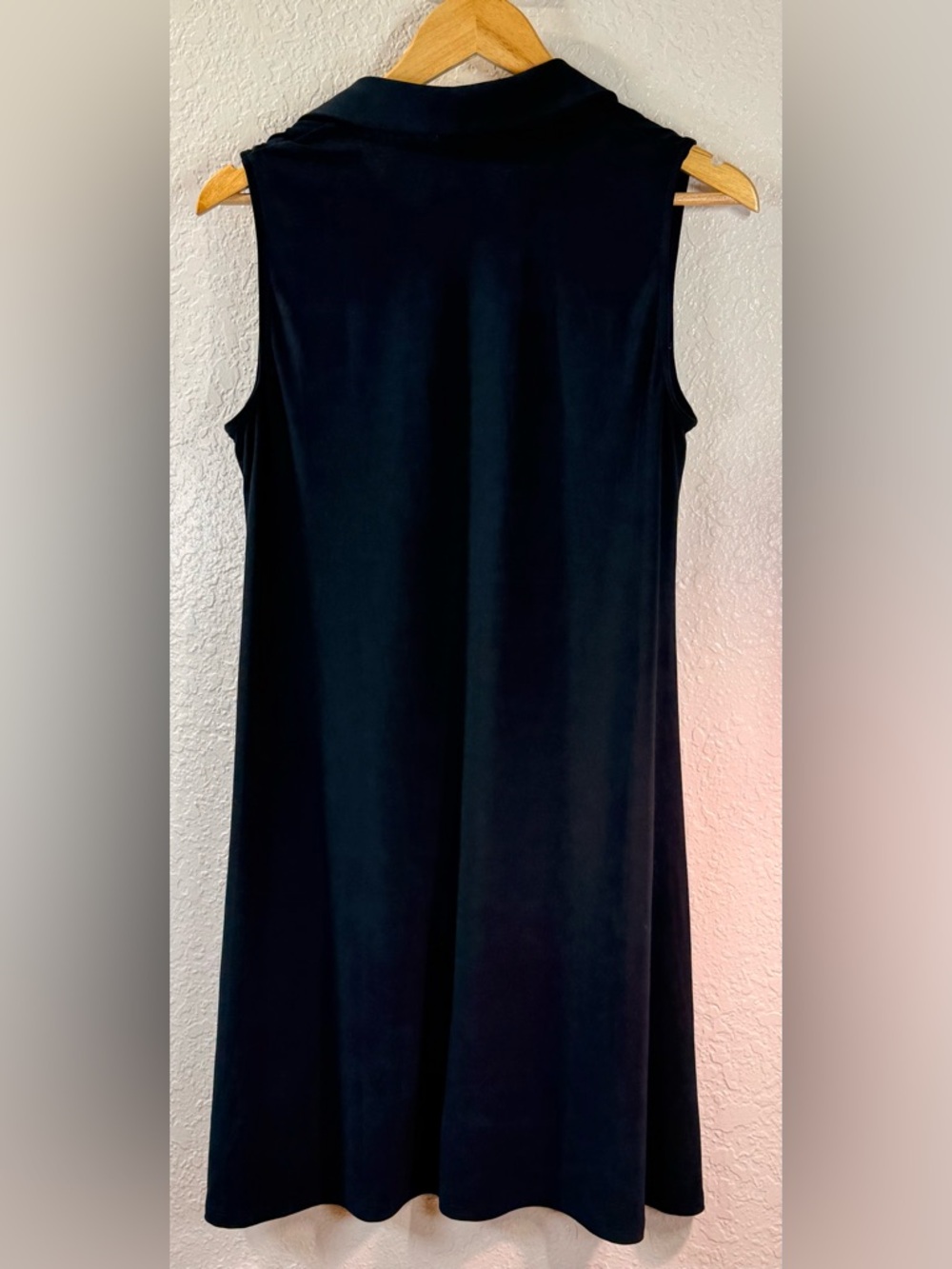 Anne Klein Black Sleeveless Polo Midi Dress with Gold Zip Pull - Picture 3 of 3